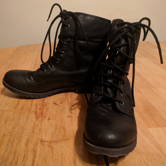 Combat style black boots high ankle - Picture 1 of 8